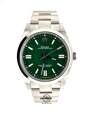 Rolex Oyster Perpetual 124300 41mm Green Dial Stainless Steel Watch Unworn
