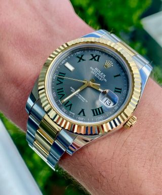 2015 Rolex Datejust Ii Reference 116333 Wimbledon Two Tone W/ Box & Papers