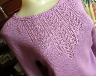 Medium True Vtg 70s Womens Groovy Purple Acrylic Wide Neck Knit Top