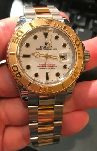 Rolex 18k Gold/stainless Steel Yacht - Master 40mm White Dial 16623 Oyster Band