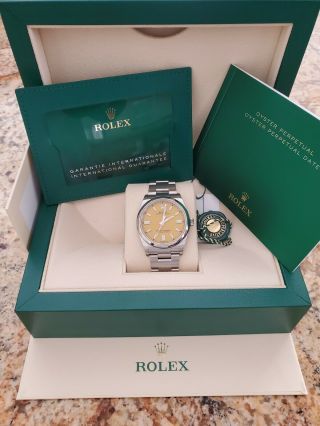Rolex Oyster Perpetual Steel Yellow Dial 36mm Watch Box/papers 126000