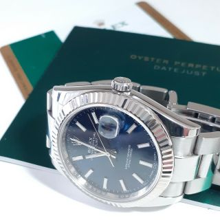 W/papers Rolex Datejust Ii 41 Mm Steel Automatic Blue Sticks Dial Watch 126334