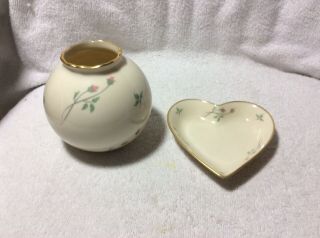 Lenox Rose Manor Heart Shaped Dish And Globe Vase