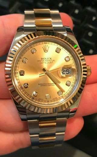 Rolex 116333 18k Gold/steel Datejust Ii Gold Diamond Dial Oyster Band 41mm