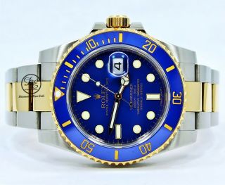 Rolex Submariner 116613 Two Tone 18K Yellow Gold /Steel Blue Ceramic Watch 6