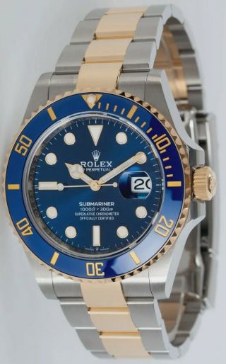 2021 Rolex 41mm Blue Submariner Date Two Tone Gold Watch 126613LB Full Set 3