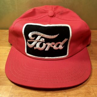 Vintage Ford Red Trucker Hat Cap Snapback Black Patch “the Winner” Brand Usa