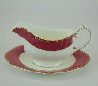 Wedgwood Crown Ruby Gravy Boat With Detached Underplate