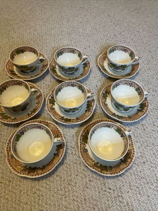 Vintage Woods Burslem England Hyde Enoch 1784 Ralph 1750 Tea Cups Saucers (8)