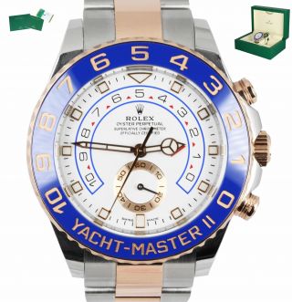 2018 Rolex Yacht - Master Ii 44mm Two - Tone Mercedes Hands Gold Blue Ceramic 116681