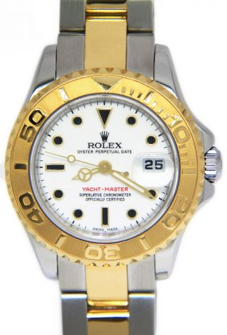 Rolex Yacht - Master 18k Yellow Gold/steel White Dial Ladies 29mm Watch B/p 169623
