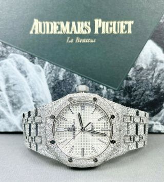 Audemars Piguet Royal Oak Steel 37mm Unisex Iced Out 15ct Diamonds 15450st