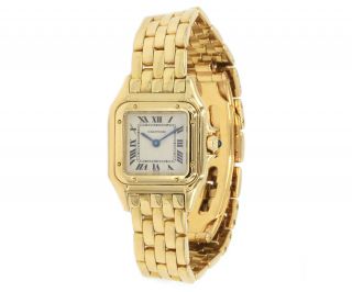Ladies Cartier Panthere 32145,  22mm,  18k Gold,  Quartz,  White Dial W/ Papers