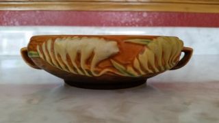 Vintage Roseville 464 - 6 " Art Pottery Handled Center Bowl Tangerine Color