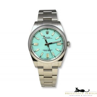 Rare Band Rolex Oyster Perpetual Ref.  124300 Tiffany Blue Dial 41mm Watch