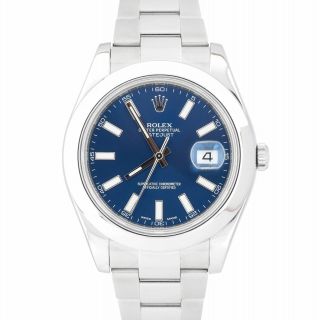 2017 Rolex Datejust Ii Blue Smooth Stainless Steel 41mm Oyster Watch 116300
