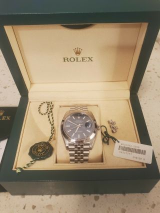 Rolex Datejust 41 Steel Blue Dial Jubilee Bracelet Watch Box/card 126300