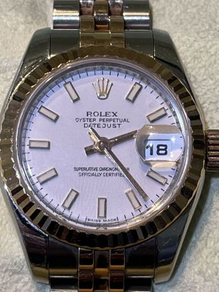 2007 Rolex Datejust 179171 Ss & 18kt Pink Gold W/white Roman Dial