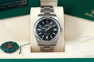 Rolex 2021 Oyster Perpetual 41 Black Box/papers/card 124300 Stainless Steel Op41