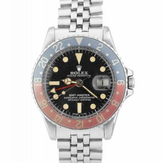 Vintage 1978 Rolex Patina Gmt - Master Faded Pepsi Stainless Matte Dial Watch 1675