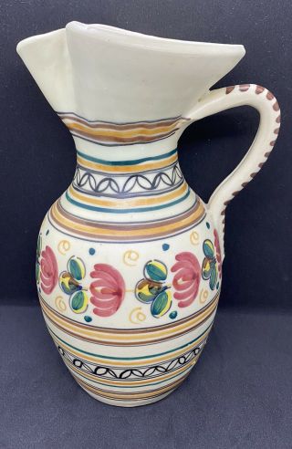Isacu Pottery Ceramic Sangria Pitcher Toledo Spain Pinched Spout
