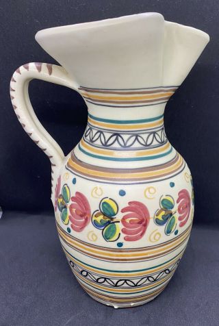 Isacu Pottery Ceramic Sangria Pitcher Toledo Spain Pinched Spout 3