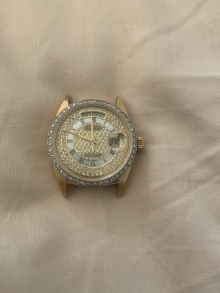 Vintage Rolex Day - Date President Wristwatch Ref.  1803 18kt Yellow Gold W/diamonds