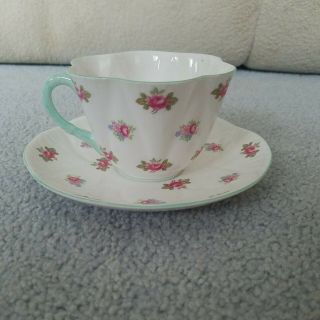 Vintage Shelley Dainty Rosebud Porcelain Ruffle Edge Tea Cup Saucer 13426