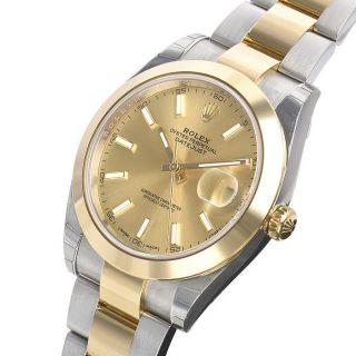 Rolex Datejust 41mm 126303 Mens Steel & Gold Smooth Bezel Champagne Index Dial