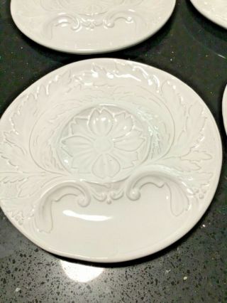 WILLIAMS SONOMA Appetizer White Pottery Plates Artichoke Set of Four (4) 8 3/4 