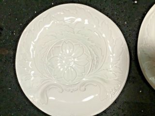 WILLIAMS SONOMA Appetizer White Pottery Plates Artichoke Set of Four (4) 8 3/4 