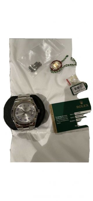 Rolex Datejust Ii 41 Mm Steel 18k Gold Bezel Automatic Grey Arabic Watch 116334