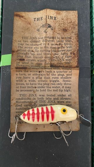 Vintage Fred Rinehart The Jinx Fishing Lure With Paperwork