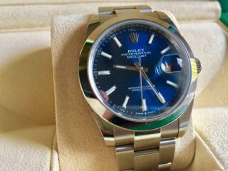 Rolex Datejust Ii Blue Smooth Stainless Steel 41mm Oyster Watch 116300