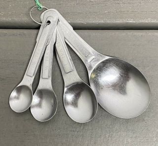 Vintage Set Of 4,  Heavy Stainless Steel Nested Measuring Spoons Made In Japan