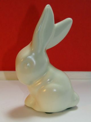 Vintage Shawnee Pottery Miniature Bunny Rabbit Figurine Satin Cream Color 4 1/8 "