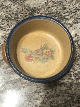 Monroe Salt Pottery Chowder Soup Bowl Floral 2 Handle