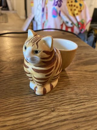 Vintage Ceramic Kitty Cat Egg Cup,  3 " X 4 "