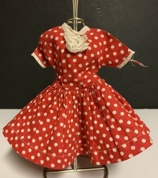 Vintage Doll Dress Red With White Polka Dots Snap 1950 