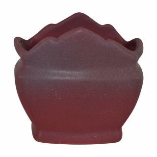 Vintage Van Briggle Pottery 1940s Persian Rose Scalloped Rim Pillow Vase