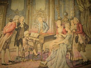 Antique Wall Tapestry Parlor Scene Made In France 20”x 26”