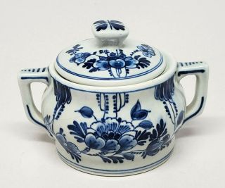 Vintage Royal Delft - Small Floral Sugar Bowl 1955 - Holland
