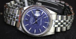 Rolex Oyster Perpetual Datejust 1603 36mm Stainless Steel Blue Dial Men‘s Watch