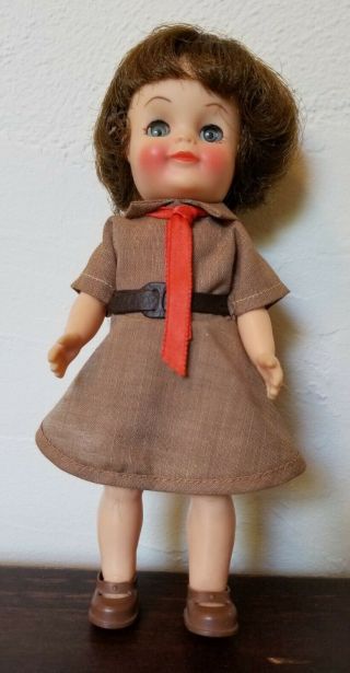 Vintage 1965 Effanbee Brownie Girl Scout Doll No Hat 8 Inches