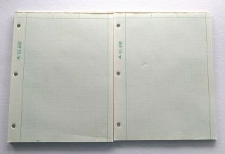Vintage 80s Ampad Green Engineering Computation Pad Graph Drafting Paper 100,  Sh