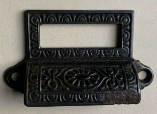 Fancy Antique Vintage Eastlake Victorian Cast Iron Library Drawer Bin Pull