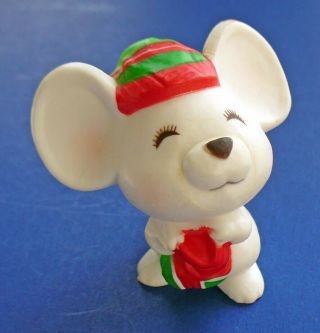 Hallmark Merry Miniatures Christmas Vintage White Mouse 1979 Mini Figurine