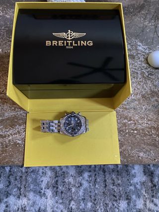 Breitling Chronomat Evolution Ss Silver Diamond Mens 44mm Watch Box/books A13356