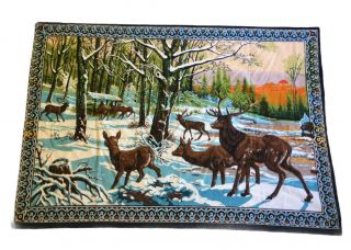 Tapestry Wall Hanging Rug Elk Buck Stag Deer Lodge Cabin Decor 56” X 39.  ”