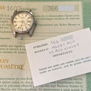 Rolex Datejust Reference 1603 Vintage Watch 100 Certificate 36mm